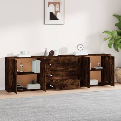 vidaXL Buffets 3 pcs Chêne fumé Bois d'ingénierie