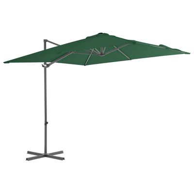 vidaXL Parasol de jardin en porte-à-faux avec mât en acier vert