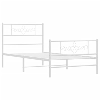 vidaXL Cadre de lit métal sans matelas avec pied de lit blanc 90x190cm