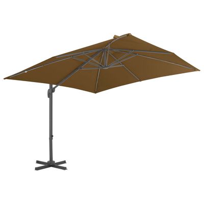 vidaXL Parasol de jardin en porte-à-faux et poteau en aluminium taupe