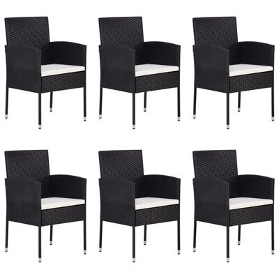 vidaXL Ensemble de salle à manger de jardin 7 pcs Noir