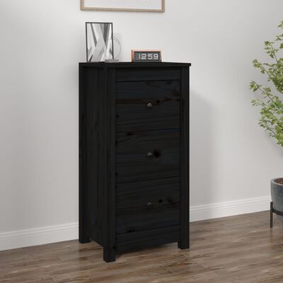 vidaXL Buffet noir 40x35x80 cm bois massif de pin