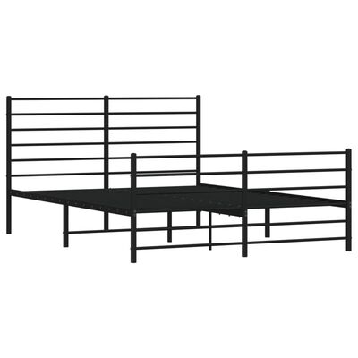 vidaXL Cadre de lit métal sans matelas avec pied de lit noir 140x190cm