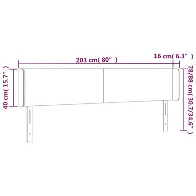 vidaXL Tête de lit avec oreilles Gris foncé 203x16x78/88 cm Tissu