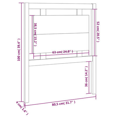 vidaXL Tête de lit Marron miel 80,5x4x100 cm Bois massif de pin