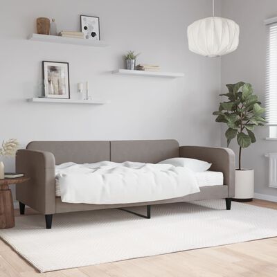 vidaXL Lit de jour avec matelas taupe 90x200 cm tissu