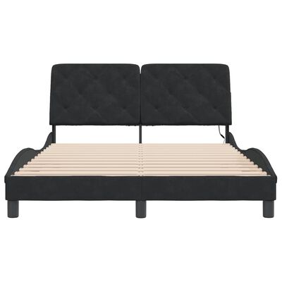 vidaXL Cadre de lit avec LED sans matelas noir 140x190 cm velours