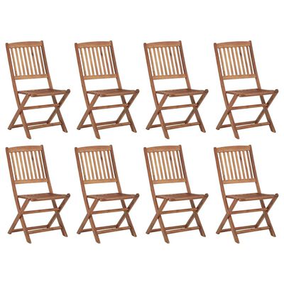 vidaXL Chaises pliables d'extérieur et coussins lot de 8 Bois d'acacia