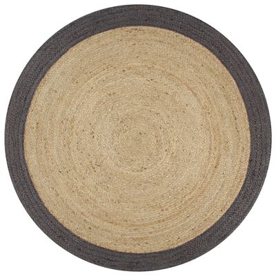 vidaXL Tapis fait à la main Jute avec bord gris foncé 150 cm