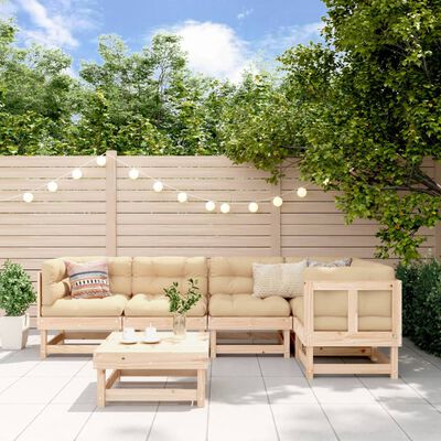 vidaXL Salon de jardin 6 pcs avec coussins bois massif