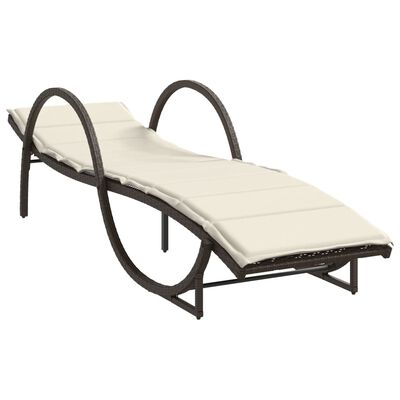 vidaXL Chaise longue avec coussin marron 60x199x42 cm résine tressée