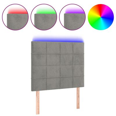 vidaXL Tête de lit à LED Gris clair 100x5x118/128 cm Velours