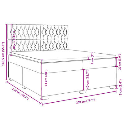 vidaXL Sommier à lattes de lit et matelas Noir 200x200 cm Velours