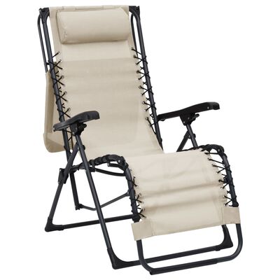 vidaXL Chaises pliables de terrasse lot de 2 Textilène Crème