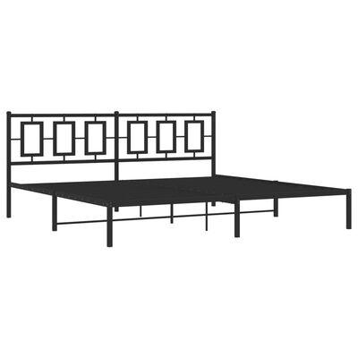 vidaXL Cadre de lit métal sans matelas avec tête de lit noir 200x200cm