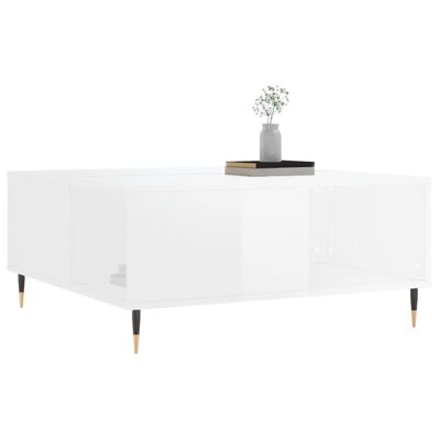 vidaXL Table basse blanc brillant 80x80x36,5 cm bois d'ingénierie