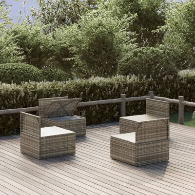 vidaXL Canapés centraux de jardin 4 pcs Gris 57x57x56 cm Poly rotin