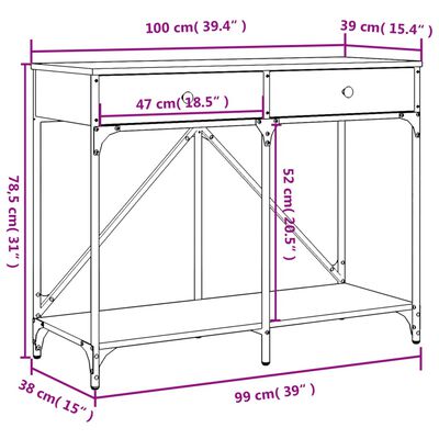 vidaXL Table console chêne fumé 100x39x78,5 cm bois d'ingénierie