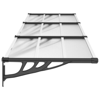 vidaXL Auvent de porte Noir et transparent 297,5x90 cm Polycarbonate