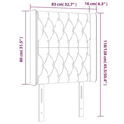 vidaXL Tête de lit avec oreilles Noir 83x16x118/128 cm Tissu