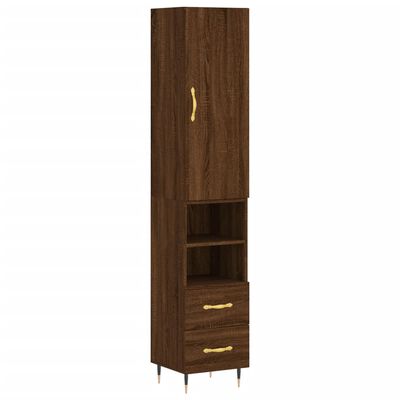 vidaXL Buffet haut Chêne marron 34,5x34x180 cm Bois d'ingénierie