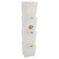 vidaXL Poubelles à ordures empilables 4 pcs Blanc 100 L Polypropylène