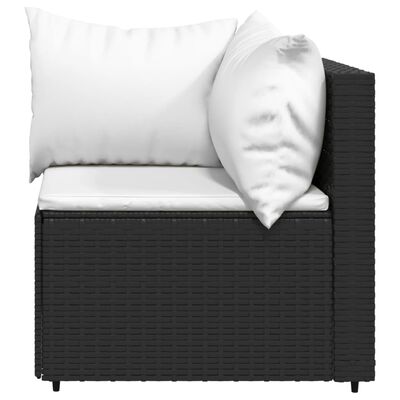 vidaXL Salon de jardin 3 pcs avec coussins Noir Résine tressée