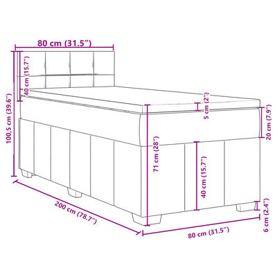 vidaXL Sommier à lattes de lit avec matelas Marron foncé 80x200 cm