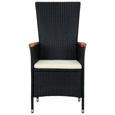 vidaXL Mobilier à dîner d'extérieur 7pcs Résine tressée et acacia Noir