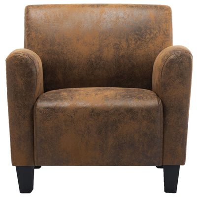 vidaXL Fauteuil marron similicuir daim