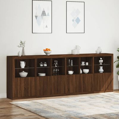 vidaXL Buffet avec lumières LED chêne marron 283x37x100 cm