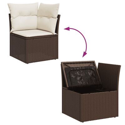 vidaXL Salon de jardin avec coussins 12 pcs marron résine tressée