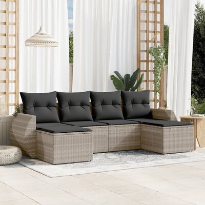 vidaXL Salon de jardin 6 pcs avec coussins gris clair résine tressée