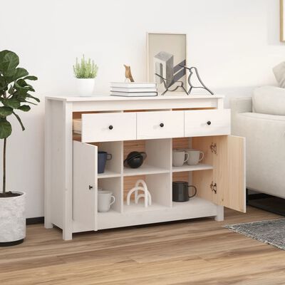 vidaXL Buffet Blanc 100x35x74,5 cm Bois massif de pin