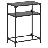 vidaXL Table console avec dessus en verre noir 60x35x81 cm acier