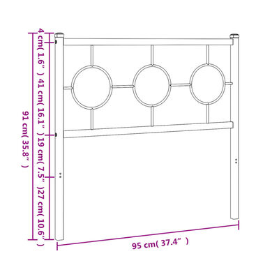 vidaXL Tête de lit métal noir 90 cm