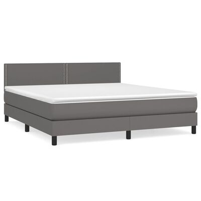 vidaXL Sommier à lattes de lit avec matelas Gris 160x200 cm Similicuir