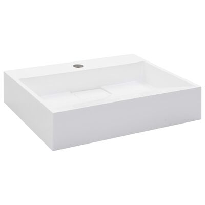 vidaXL Lavabo 50x38x13 cm Fonte minérale/marbre Blanc