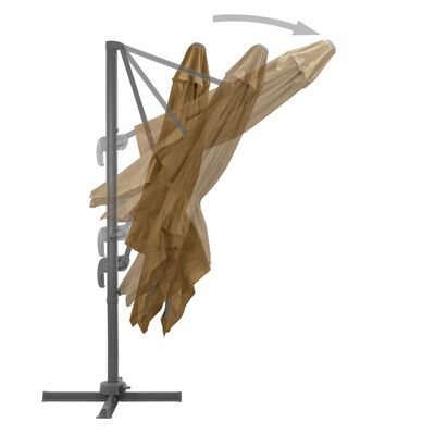 vidaXL Parasol de jardin en porte-à-faux et poteau en aluminium taupe