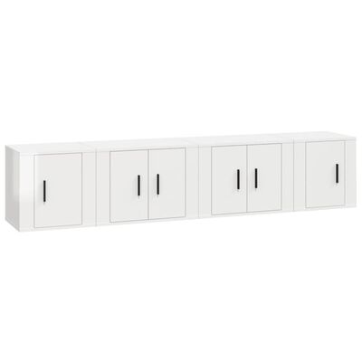 vidaXL Ensemble de meubles TV 4 pcs Blanc brillant Bois d'ingénierie