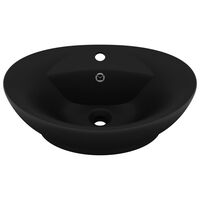 vidaXL Lavabo ovale de luxe à trop-plein Noir mat 58,5x39 cm Céramique