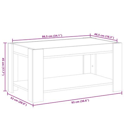 vidaXL Table basse avec LED sonoma gris 93x53x45 cm bois d'ingénierie