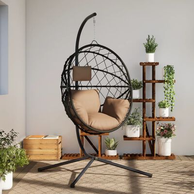 vidaXL Chaise suspendue en forme d'œuf et support taupe rotin et acier