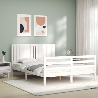 vidaXL Cadre de lit sans matelas blanc bois de pin massif