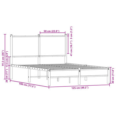 vidaXL Cadre de lit en métal avec tête de lit chêne marron 120x190 cm