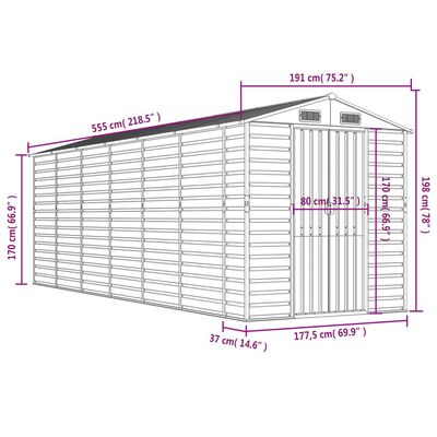 vidaXL Abri de jardin gris clair 191x555x198 cm acier galvanisé