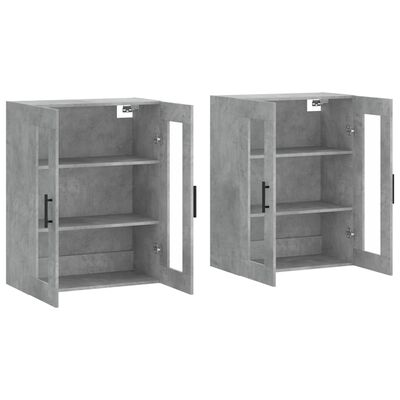 vidaXL Armoires murales 2 pcs gris béton bois d'ingénierie