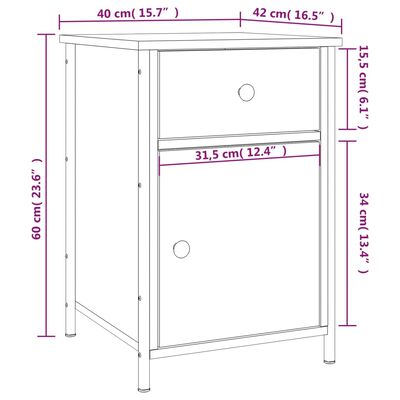 vidaXL Tables de chevet 2 pcs sonoma gris 40x42x60cm bois d'ingénierie