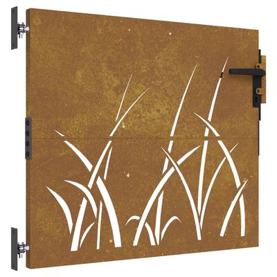 vidaXL Portail de jardin 85x100 cm acier corten conception d'herbe