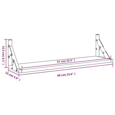 vidaXL Étagères murales 2 pcs noir 60x15x15,5 cm